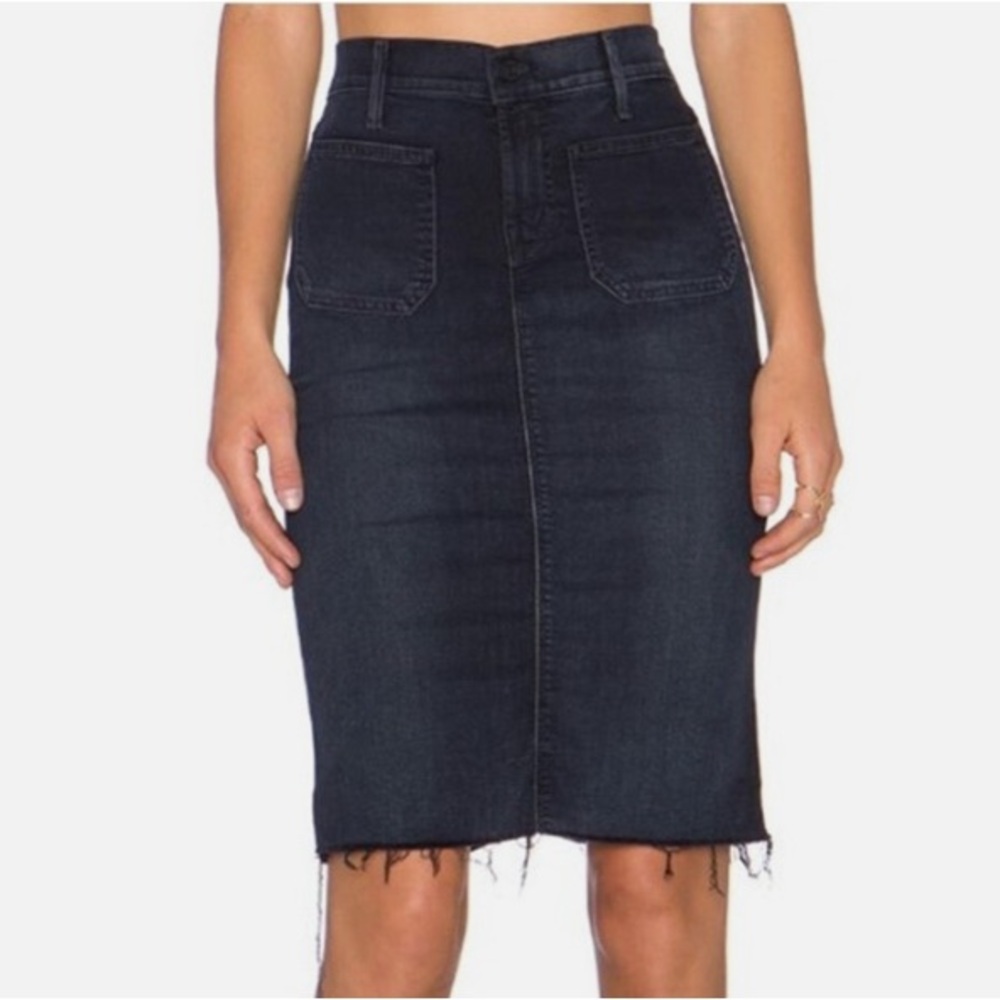 MOTHER Black Denim Skirt